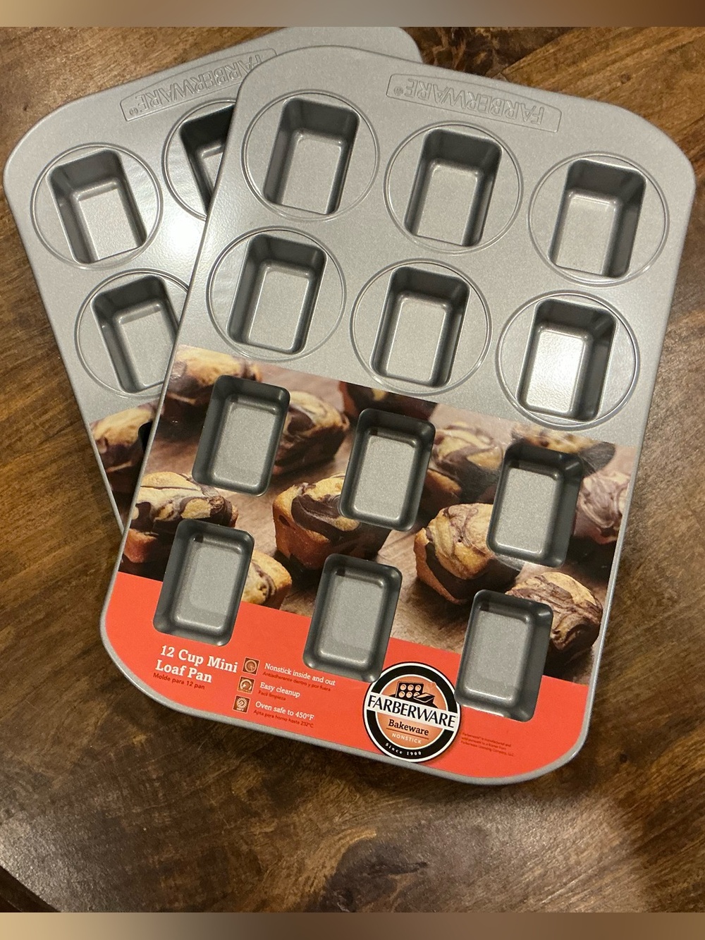 Two (2) NWT Farberware Mini Loaf Cake Baking Pans